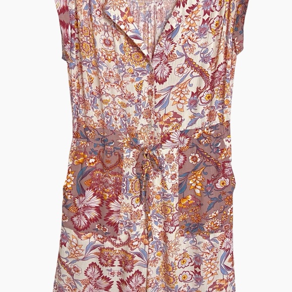 POL Womens Spring Garden Wide Leg Jumpsuit S Multicolor Floral Boho Patchwork - Picture 3 of 8